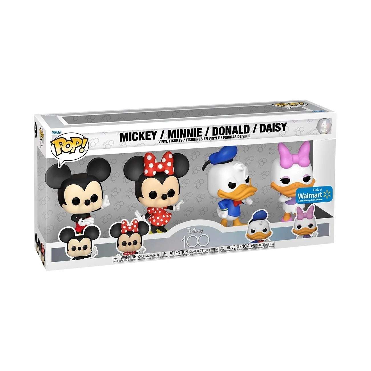 Funko Pop 4 Pack Disney 100 Anniversary Mickey Minnie Donald Daisy Walmart Exclusive