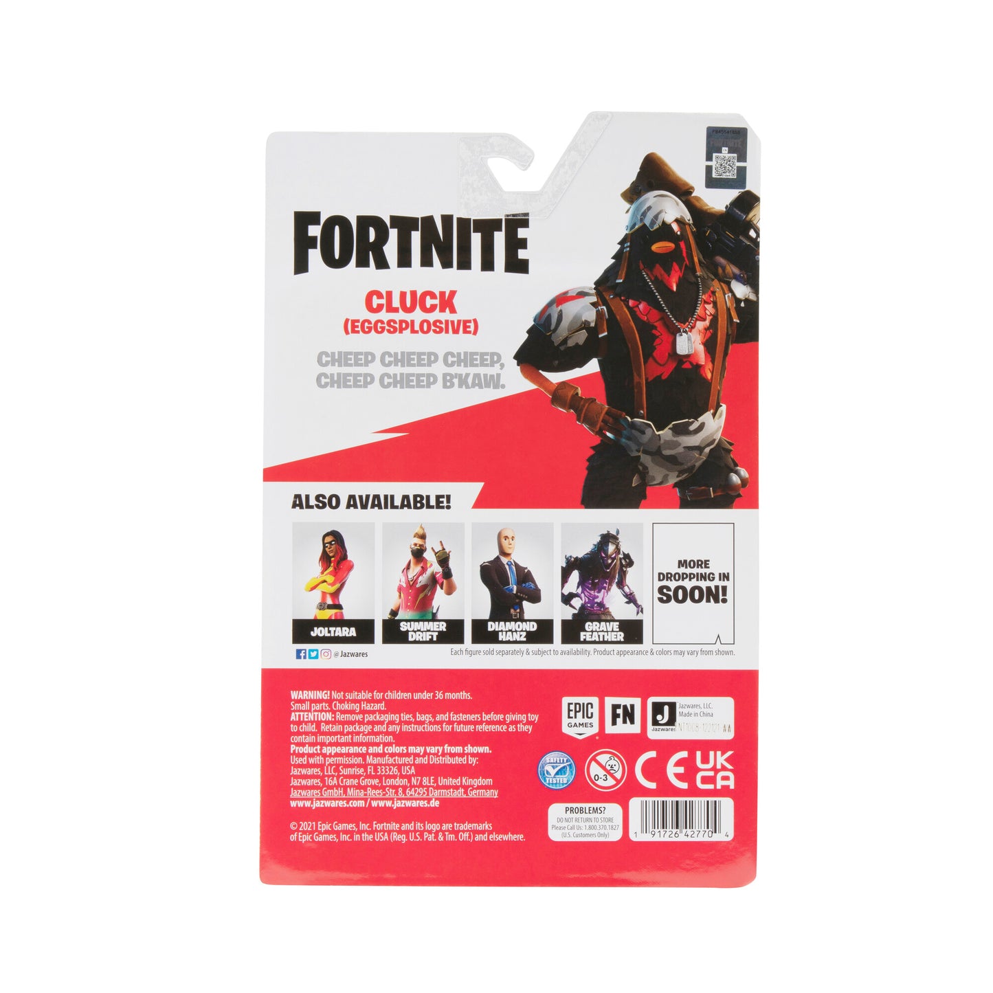 Fortnite Cluck Eggsplosive 4 Inch Figure with 28 Points of Articulation