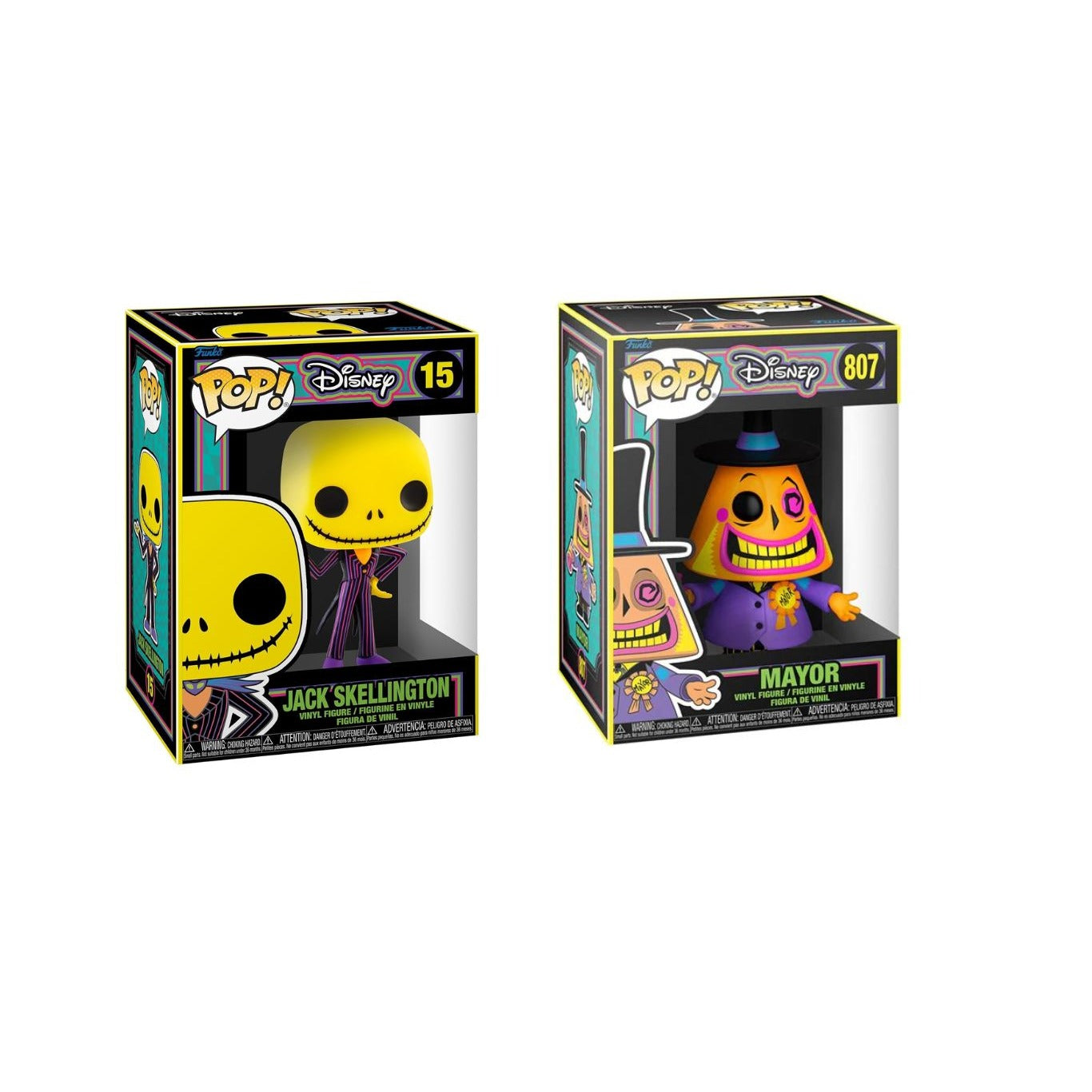 Funko Pop Nightmare Before Christmas Blacklight Jack Skellington and The Mayor 2 Pack