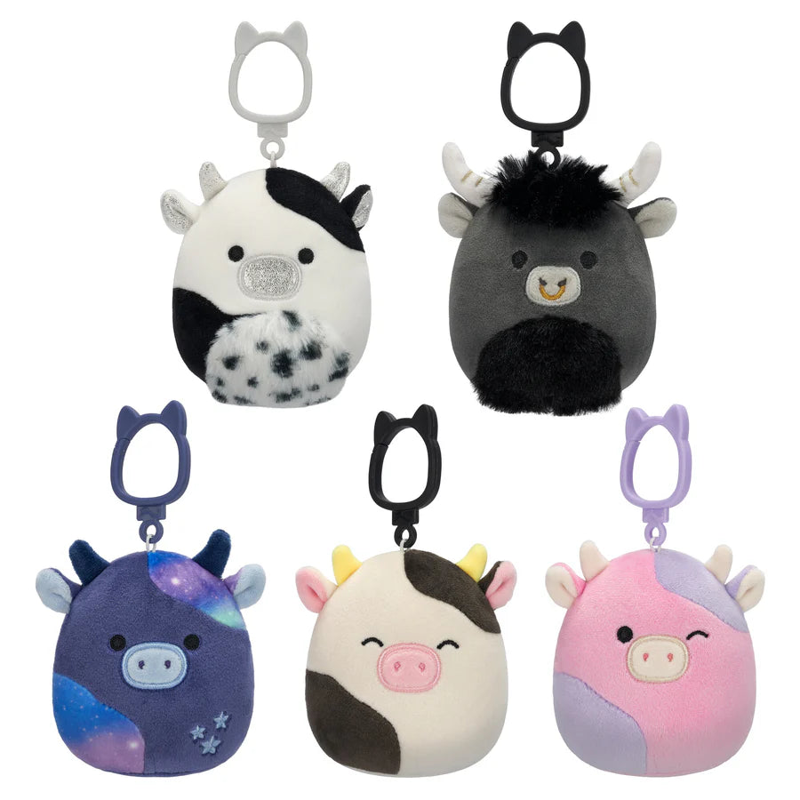 Squishmallows Cow Clip 5 Pack Rare Select Series 3.5 Inch