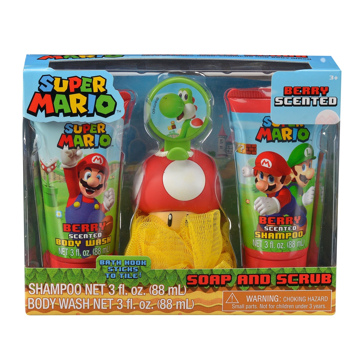 Super Mario Soap and Scrub Body Wash and Shampoo Set, 4 pieces