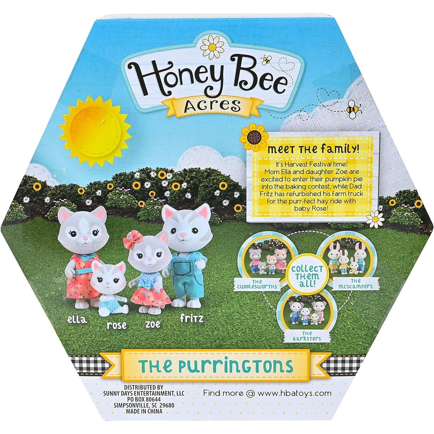 Honey Bee Acres The Purringtons Cat Family 4 Piece Doll Figures