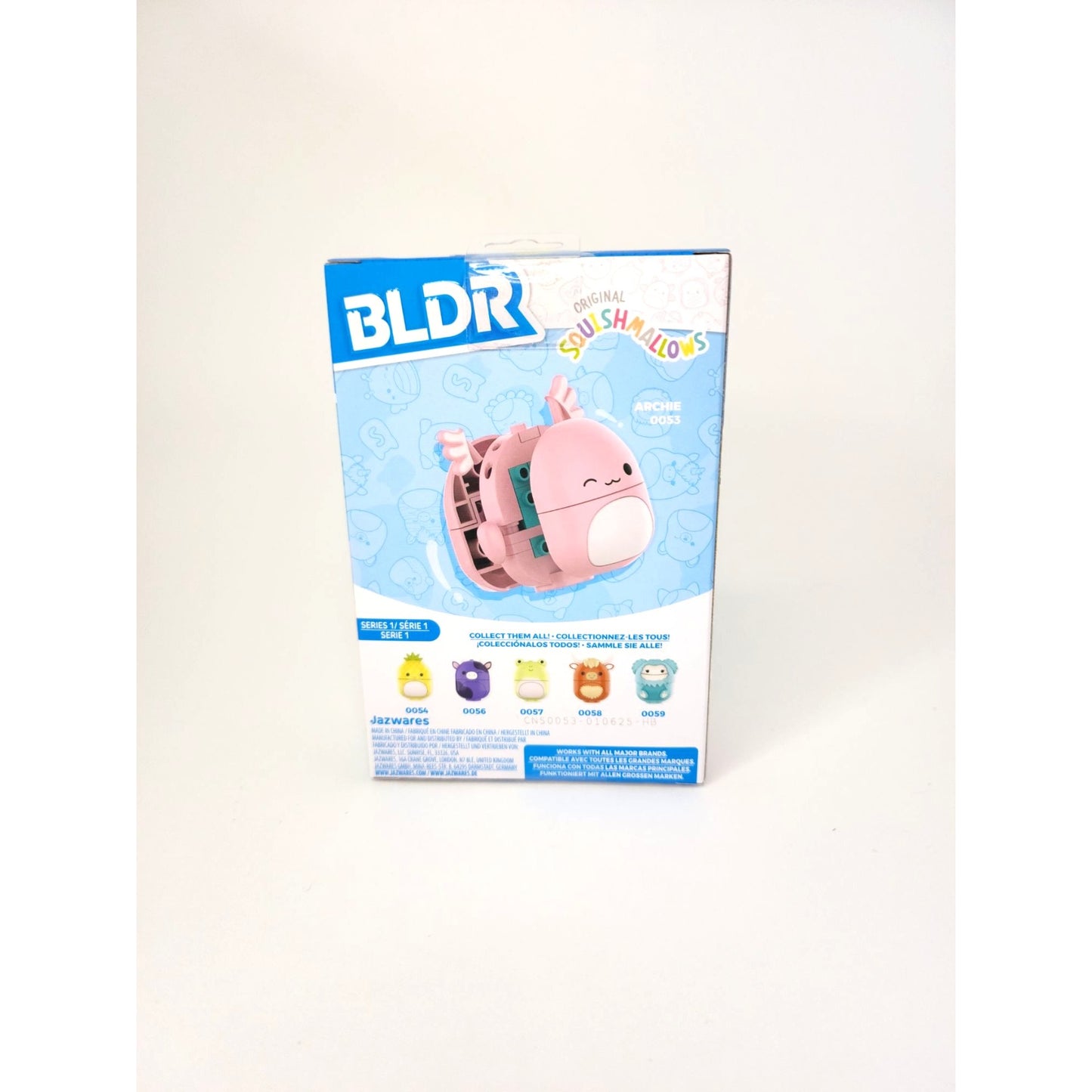 Original BLDR Squishmallows Series 1 Archie Axolotl Buildable Figure Pink 28 Pieces
